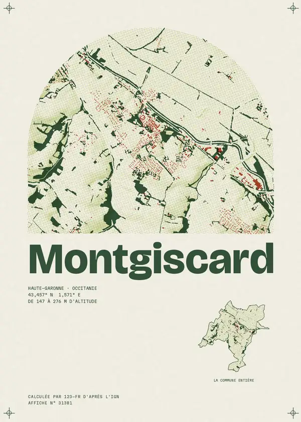 Affiche de Montgiscard, calculée par 123-fr d'après l'IGN