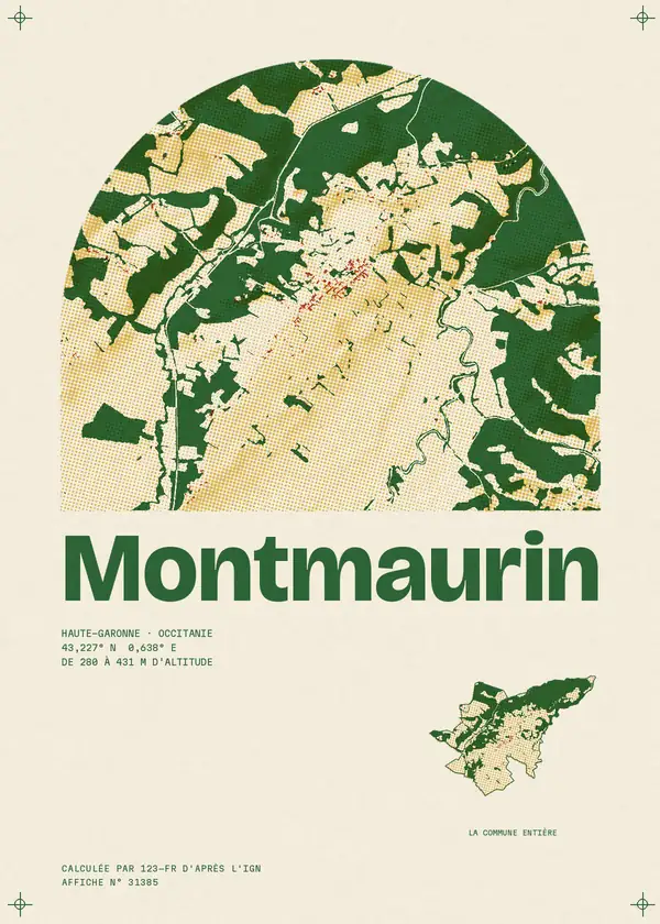 Affiche de Montmaurin, calculée par 123-fr d'après l'IGN