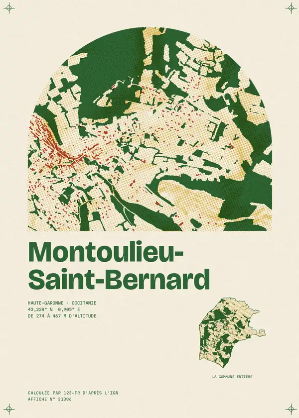 Affiche de Montoulieu-Saint-Bernard, calculée par 123-fr d'après l'IGN