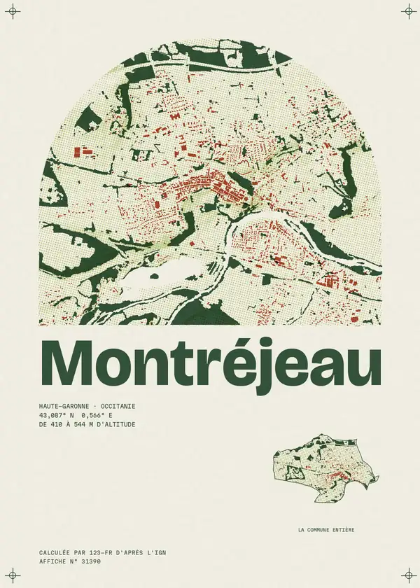 Affiche de Montréjeau, calculée par 123-fr d'après l'IGN