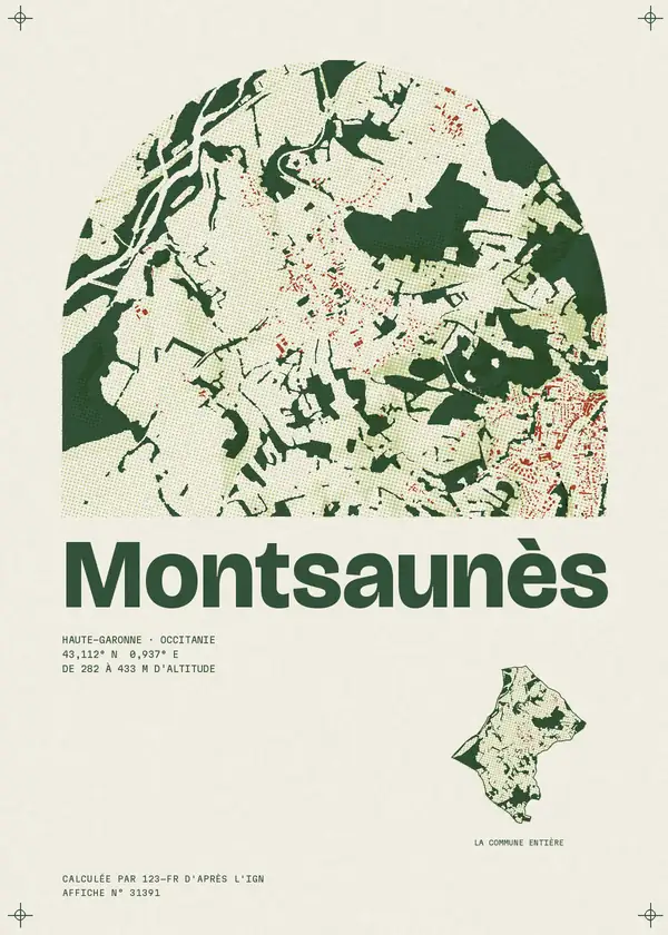 Affiche de Montsaunès, calculée par 123-fr d'après l'IGN