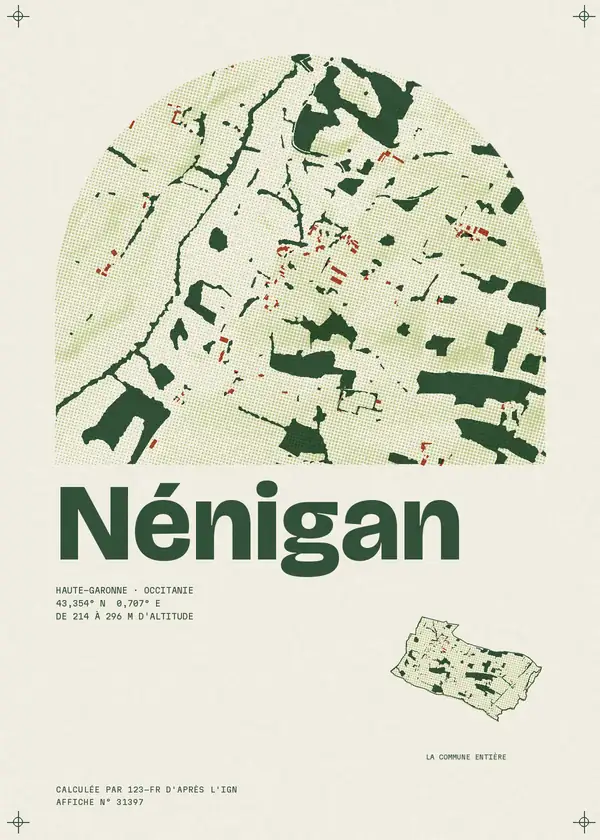 Affiche de Nénigan, calculée par 123-fr d'après l'IGN