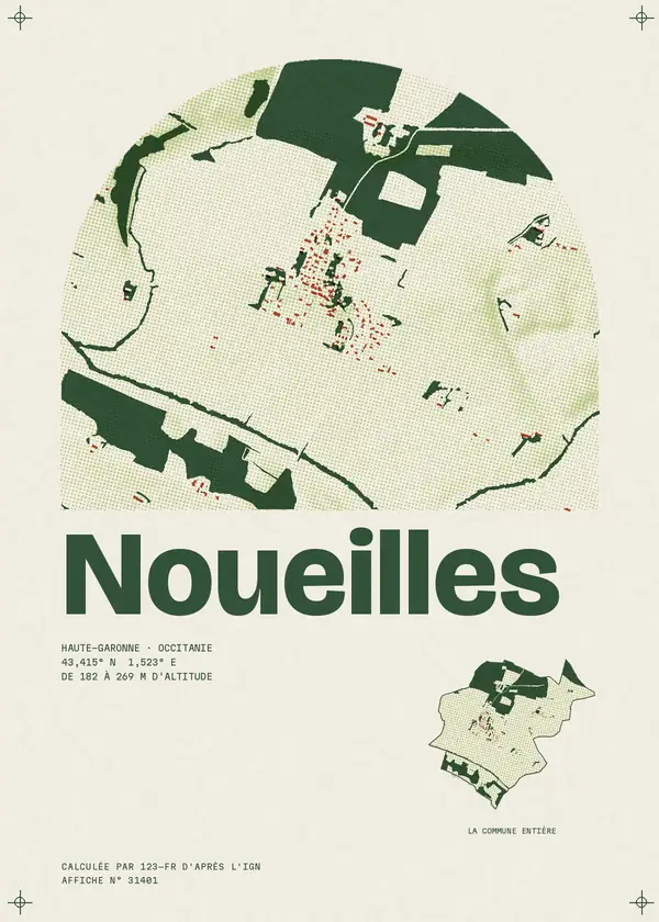 Affiche de Noueilles, calculée par 123-fr d'après l'IGN