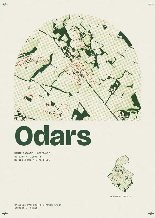 Affiche de Odars, calculée par 123-fr d'après l'IGN
