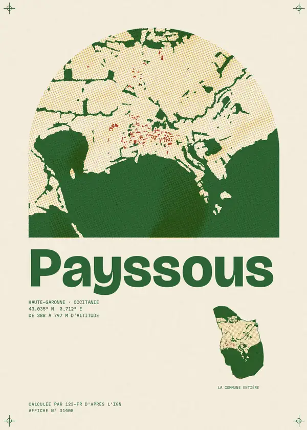 Affiche de Payssous, calculée par 123-fr d'après l'IGN