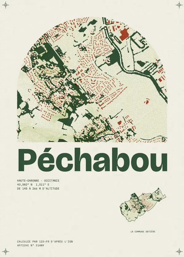 Affiche de Péchabou, calculée par 123-fr d'après l'IGN
