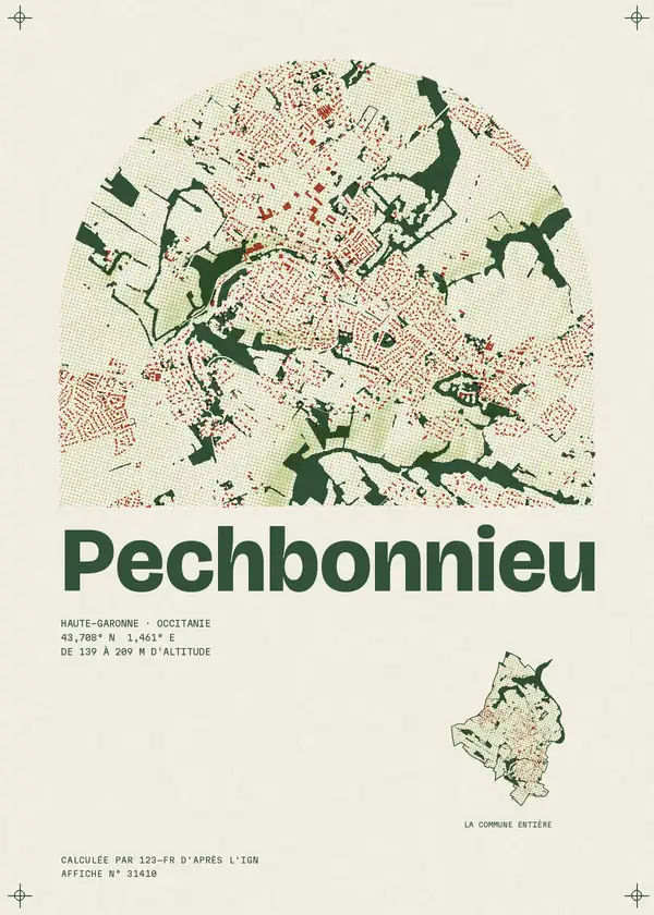 Affiche de Pechbonnieu, calculée par 123-fr d'après l'IGN
