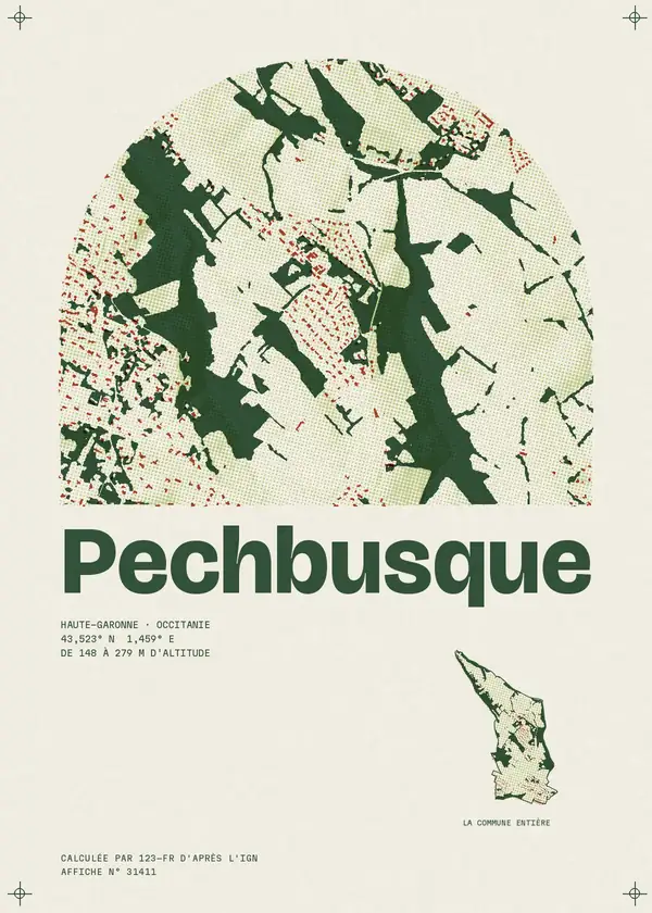 Affiche de Pechbusque, calculée par 123-fr d'après l'IGN