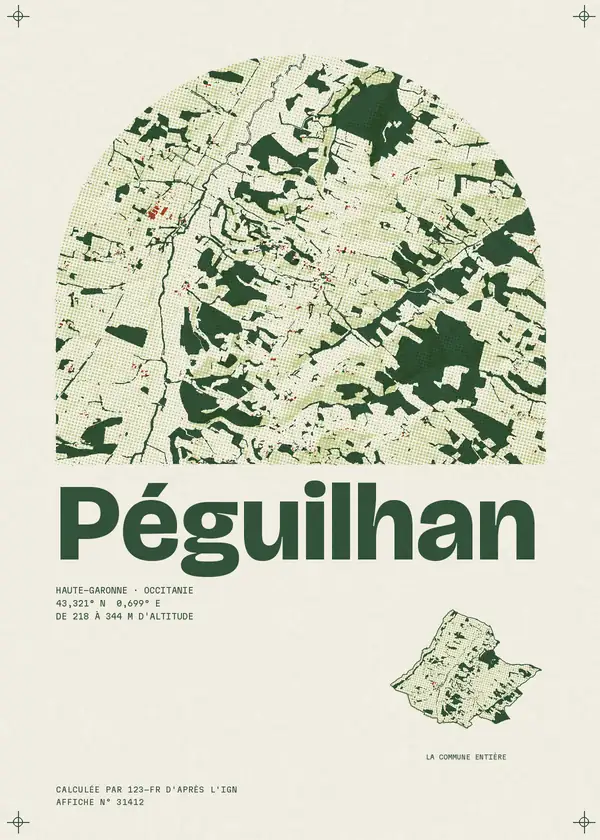 Affiche de Péguilhan, calculée par 123-fr d'après l'IGN