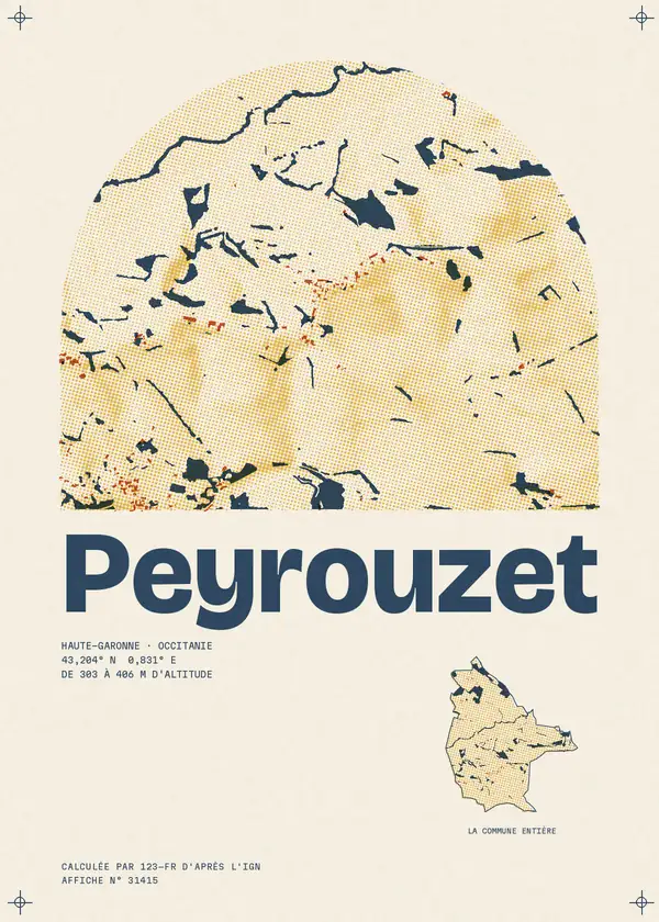 Affiche de Peyrouzet, calculée par 123-fr d'après l'IGN