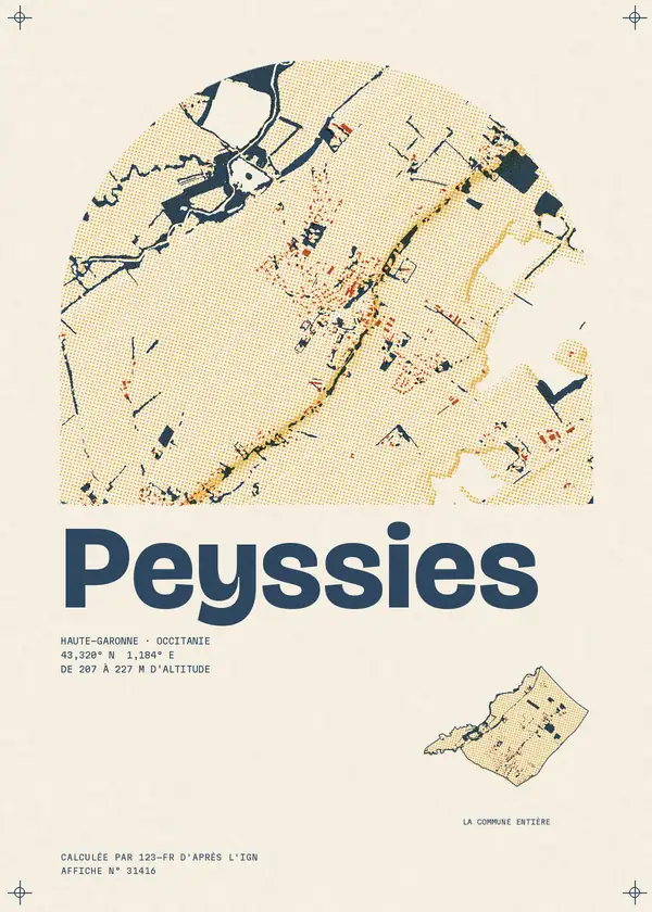 Affiche de Peyssies, calculée par 123-fr d'après l'IGN