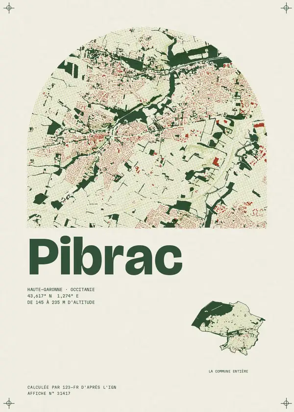 Affiche de Pibrac, calculée par 123-fr d'après l'IGN