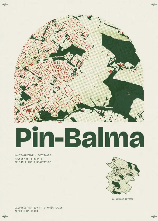 Affiche de Pin-Balma, calculée par 123-fr d'après l'IGN