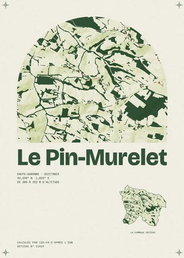 Affiche de Le Pin-Murelet, calculée par 123-fr d'après l'IGN