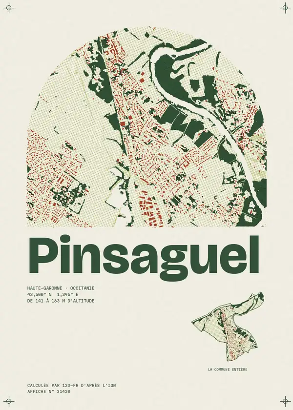 Affiche de Pinsaguel, calculée par 123-fr d'après l'IGN