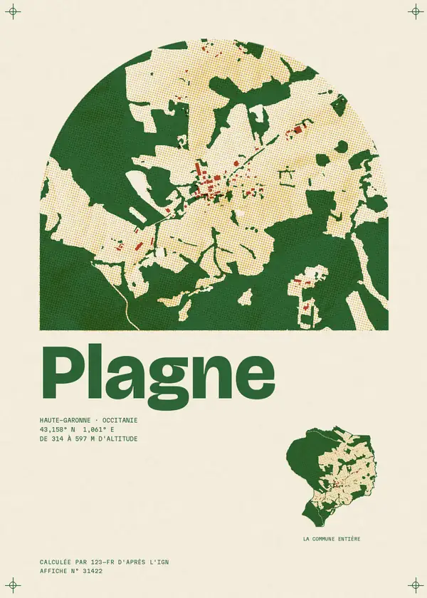 Affiche de Plagne, calculée par 123-fr d'après l'IGN