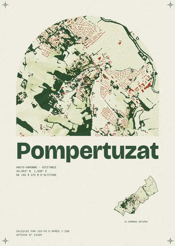 Affiche de Pompertuzat, calculée par 123-fr d'après l'IGN