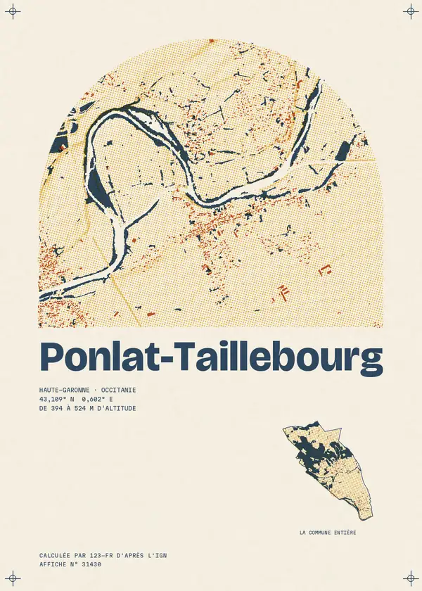 Affiche de Ponlat-Taillebourg, calculée par 123-fr d'après l'IGN