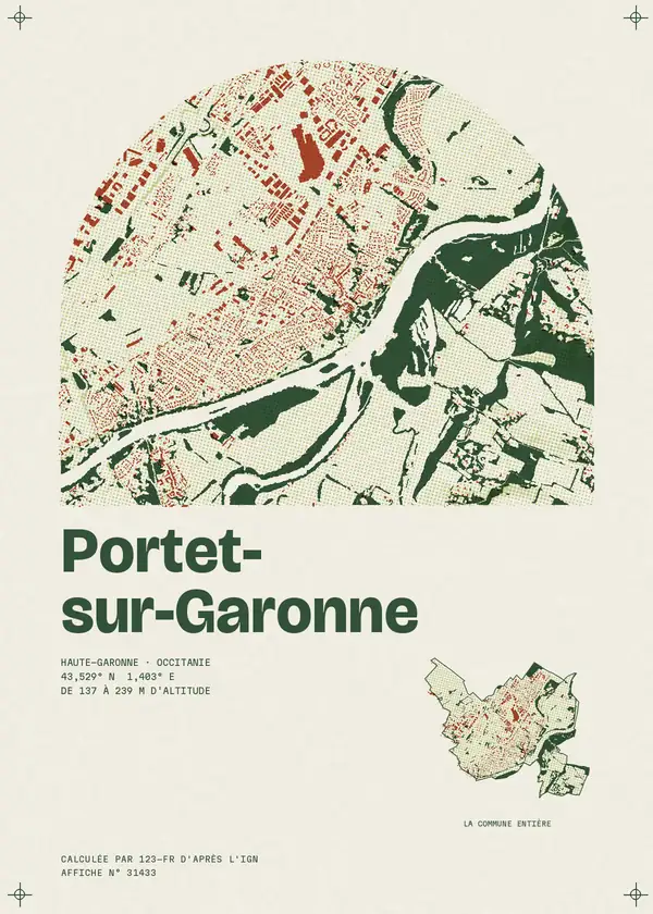 Affiche de Portet-sur-Garonne, calculée par 123-fr d'après l'IGN