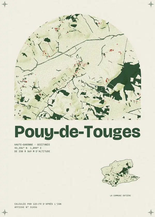 Affiche de Pouy-de-Touges, calculée par 123-fr d'après l'IGN
