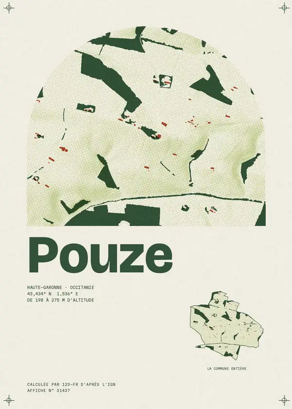 Affiche de Pouze, calculée par 123-fr d'après l'IGN