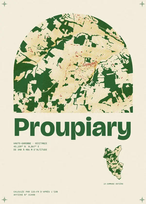 Affiche de Proupiary, calculée par 123-fr d'après l'IGN
