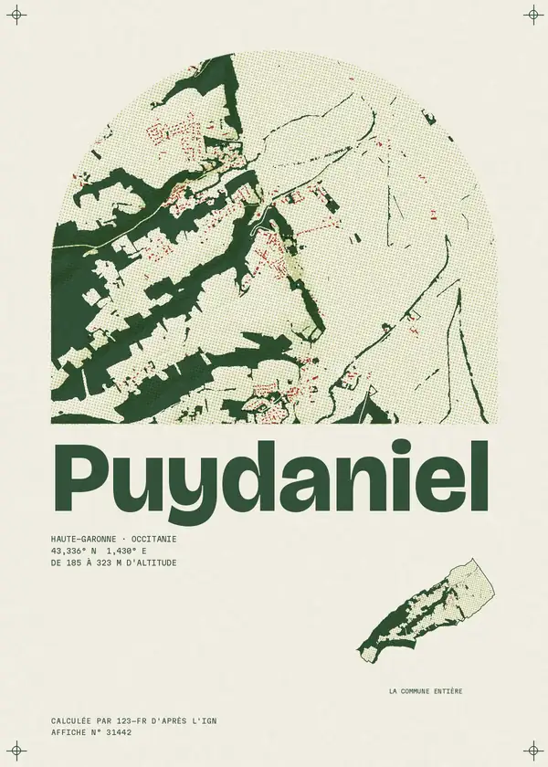 Affiche de Puydaniel, calculée par 123-fr d'après l'IGN