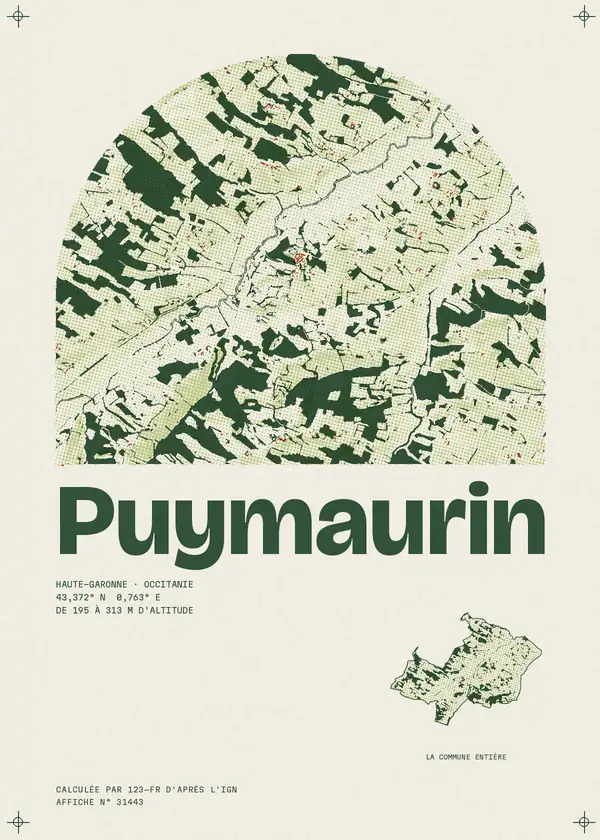 Affiche de Puymaurin, calculée par 123-fr d'après l'IGN