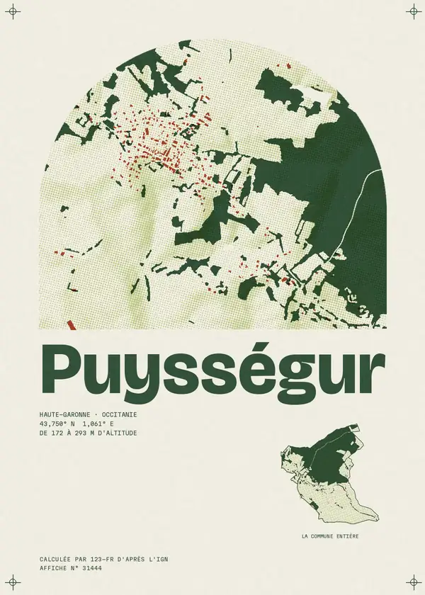 Affiche de Puysségur, calculée par 123-fr d'après l'IGN