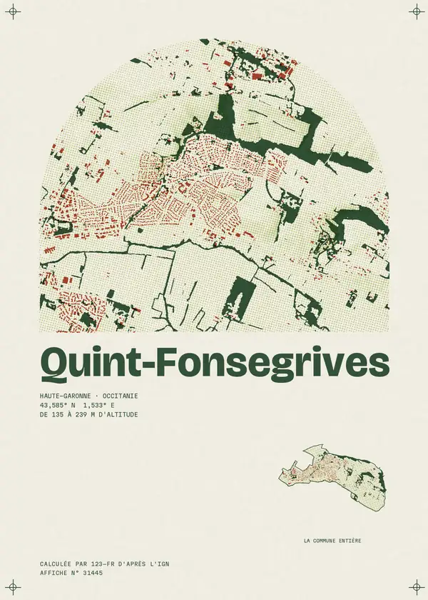 Affiche de Quint-Fonsegrives, calculée par 123-fr d'après l'IGN