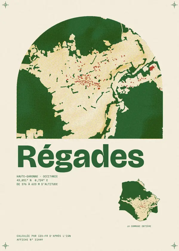 Affiche de Régades, calculée par 123-fr d'après l'IGN