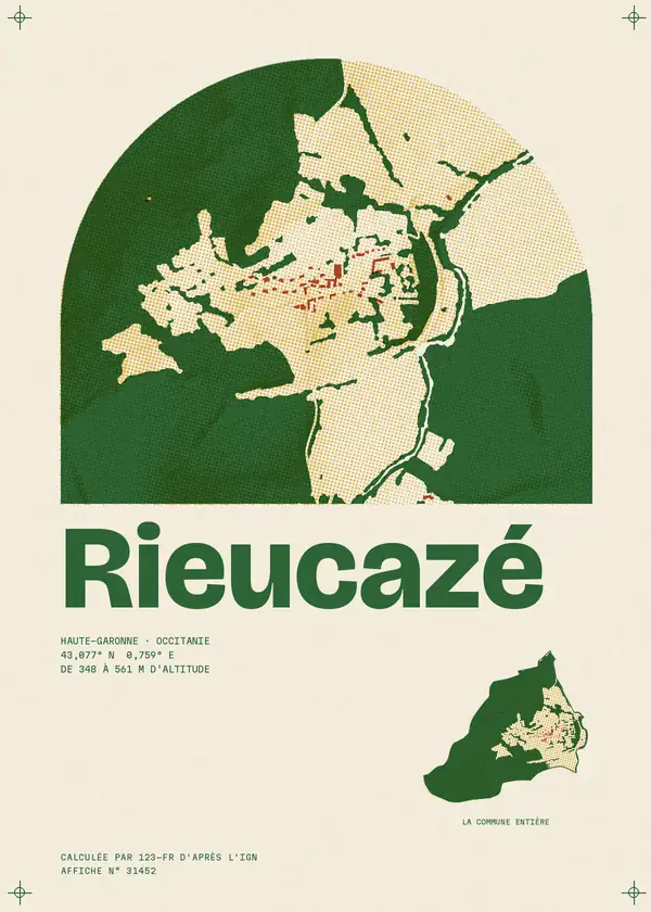 Affiche de Rieucazé, calculée par 123-fr d'après l'IGN