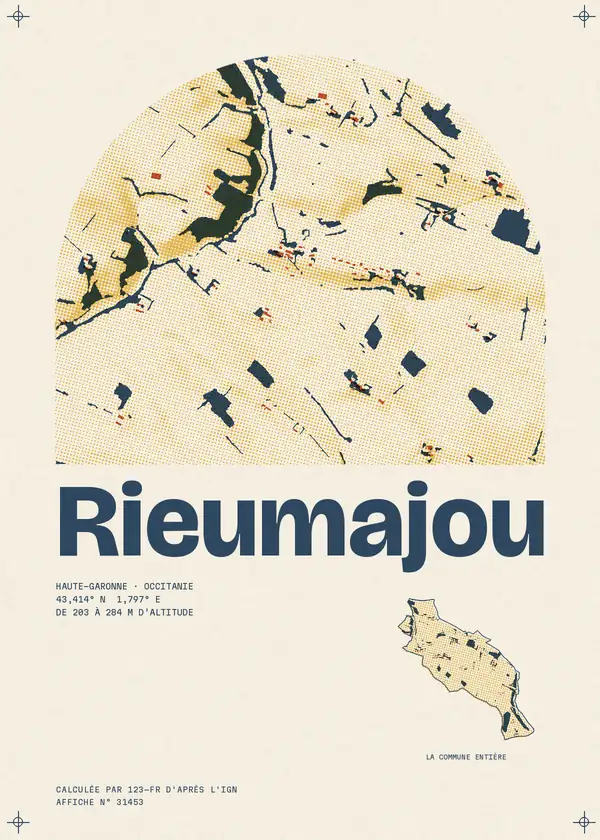 Affiche de Rieumajou, calculée par 123-fr d'après l'IGN