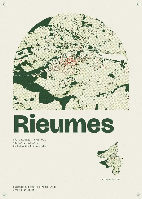 Affiche de Rieumes, calculée par 123-fr d'après l'IGN