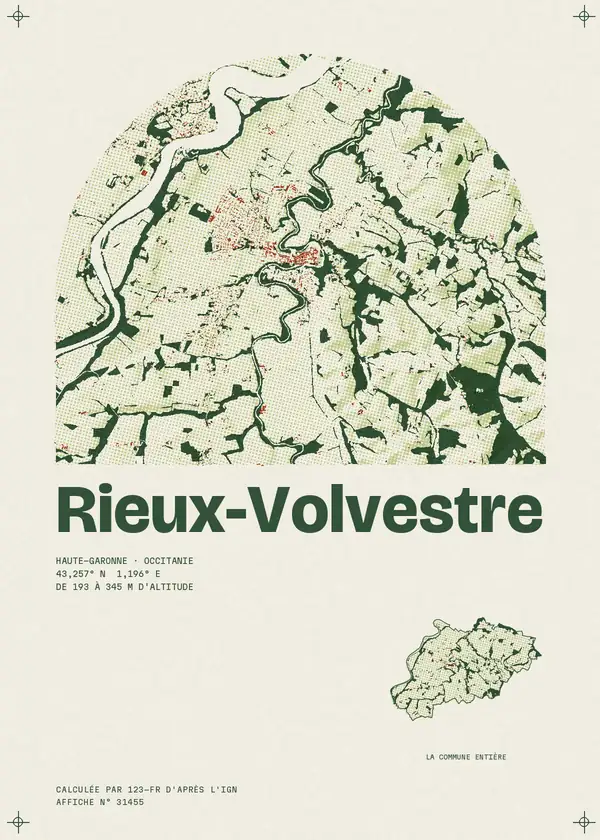 Affiche de Rieux-Volvestre, calculée par 123-fr d'après l'IGN