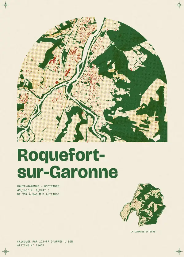 Affiche de Roquefort-sur-Garonne, calculée par 123-fr d'après l'IGN