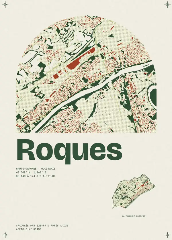 Affiche de Roques, calculée par 123-fr d'après l'IGN