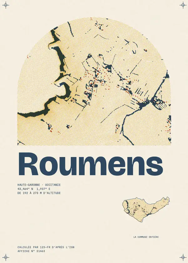 Affiche de Roumens, calculée par 123-fr d'après l'IGN