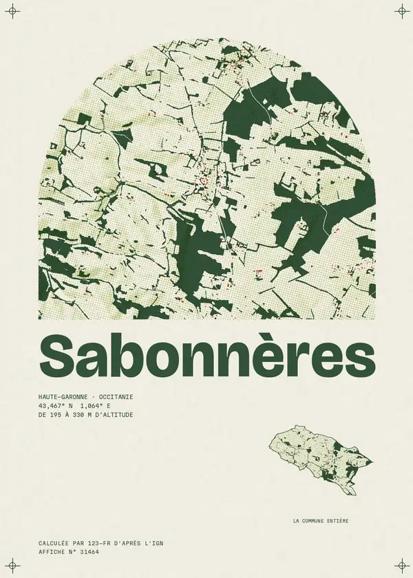 Affiche de Sabonnères, calculée par 123-fr d'après l'IGN