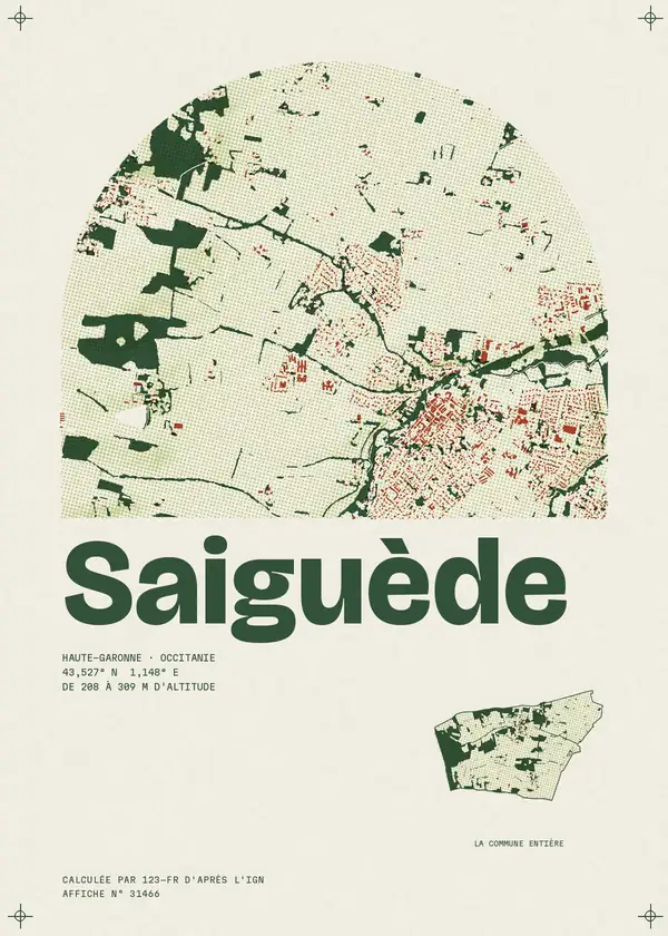Affiche de Saiguède, calculée par 123-fr d'après l'IGN