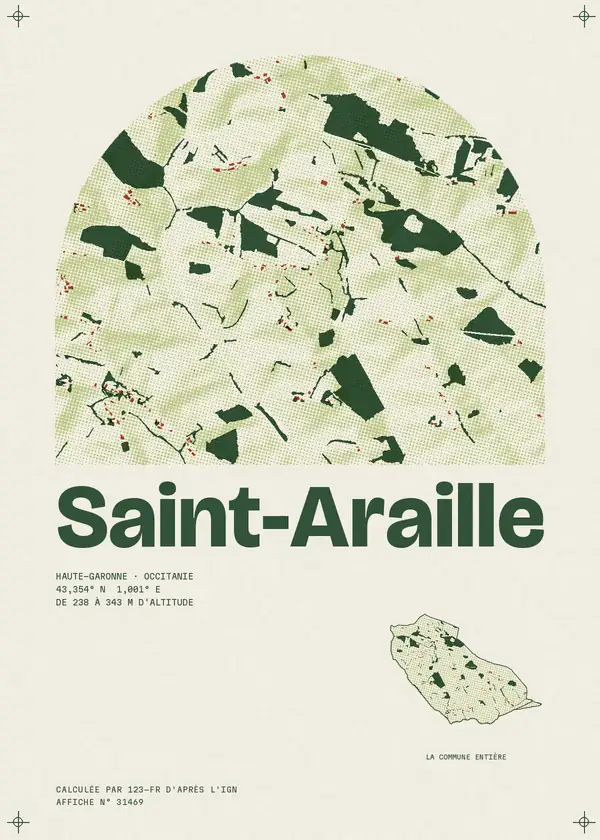 Affiche de Saint-Araille, calculée par 123-fr d'après l'IGN