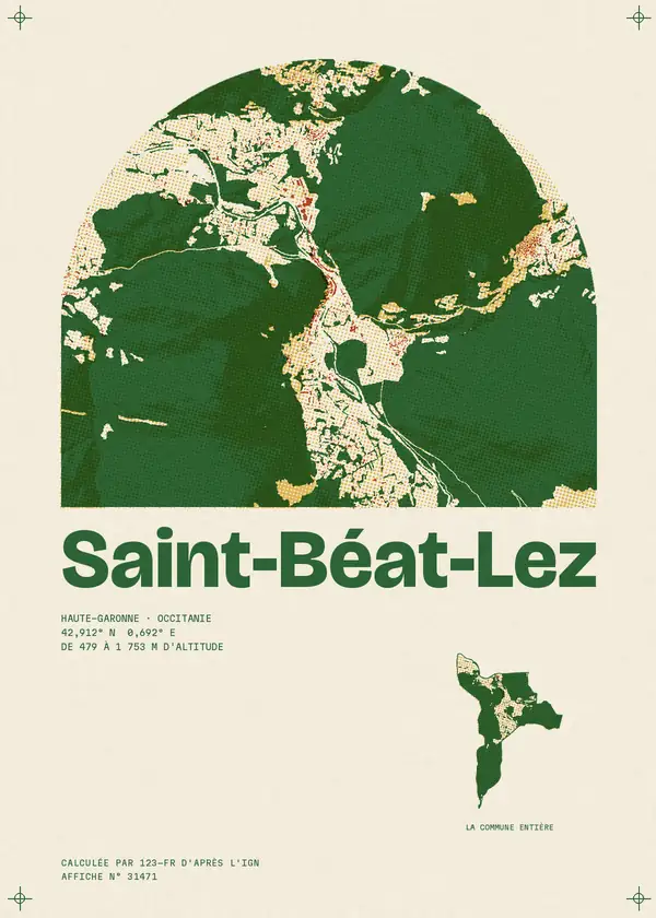Affiche de Saint-Béat-Lez, calculée par 123-fr d'après l'IGN