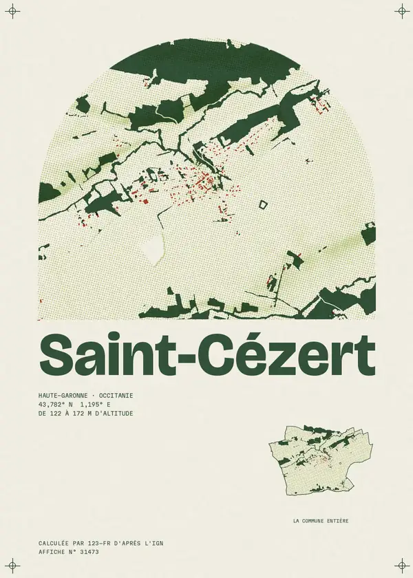 Affiche de Saint-Cézert, calculée par 123-fr d'après l'IGN