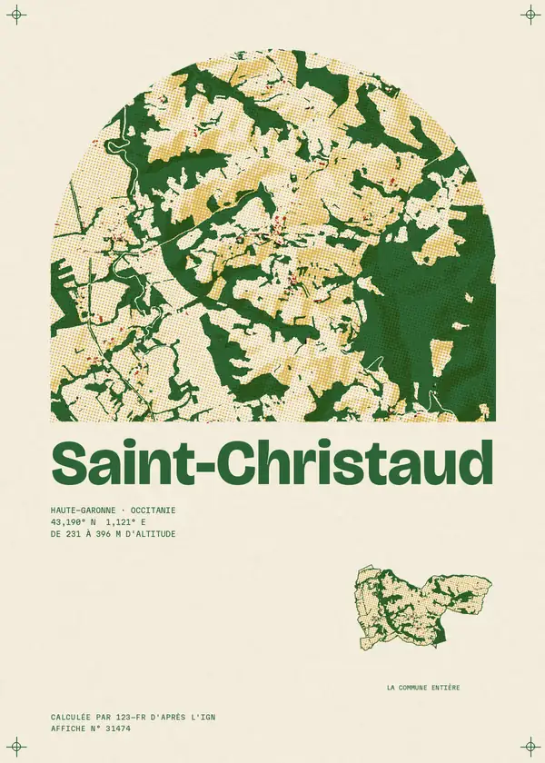 Affiche de Saint-Christaud, calculée par 123-fr d'après l'IGN