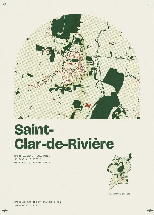 Affiche de Saint-Clar-de-Rivière, calculée par 123-fr d'après l'IGN