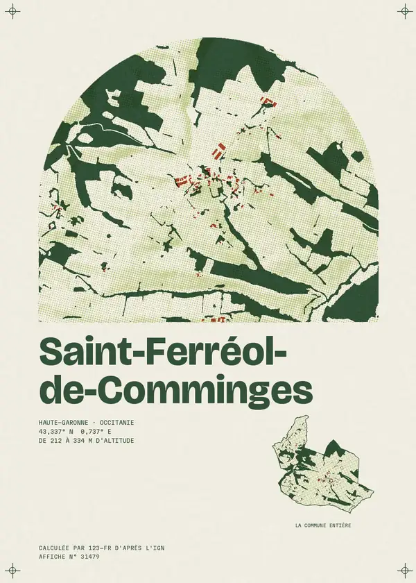 Affiche de Saint-Ferréol-de-Comminges, calculée par 123-fr d'après l'IGN