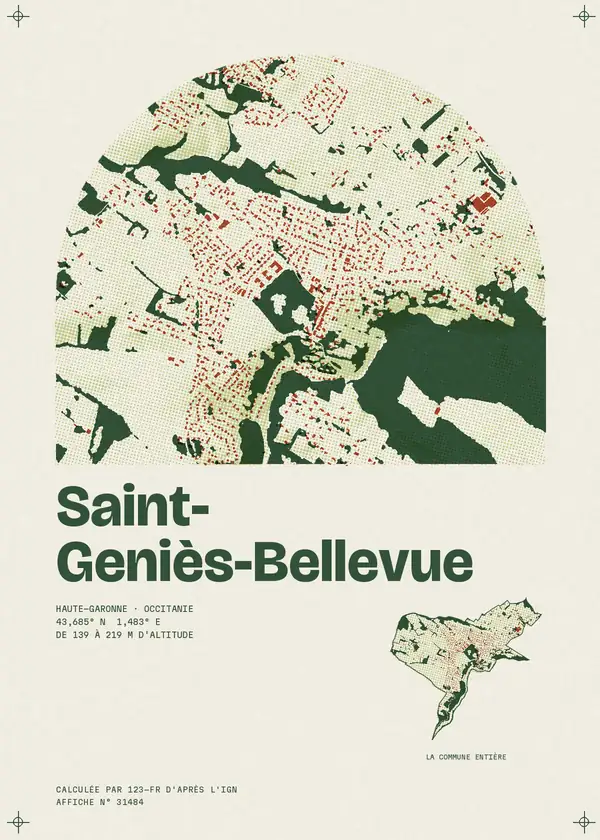 Affiche de Saint-Geniès-Bellevue, calculée par 123-fr d'après l'IGN