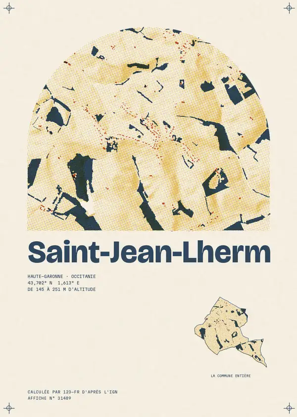 Affiche de Saint-Jean-Lherm, calculée par 123-fr d'après l'IGN
