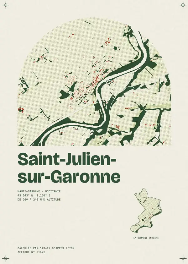 Affiche de Saint-Julien-sur-Garonne, calculée par 123-fr d'après l'IGN