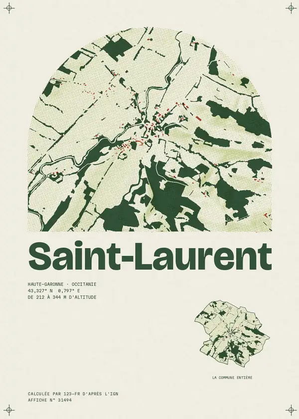 Affiche de Saint-Laurent, calculée par 123-fr d'après l'IGN